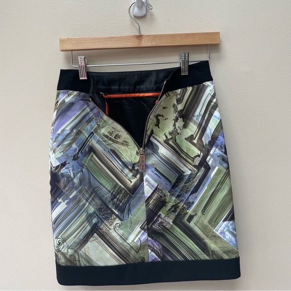 Ted Baker Lucilia Parquet Abstract Geo Print Faux Wrap Mini Skirt Size 2 - Picture 4 of 8